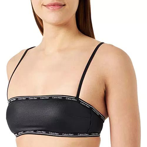 Calvin Klein Top Bikini a Fascia Donna Imbottito, Nero