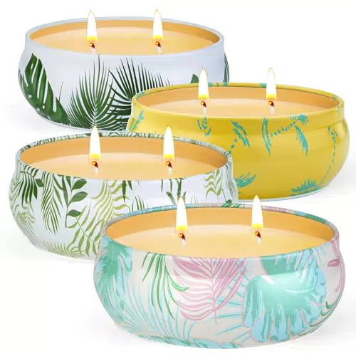 Candela Citronella Set Esterno Interni, Olio Essenziale di Cera di Soia Naturale - Ideale per Giardino, Patio e Campeggio
