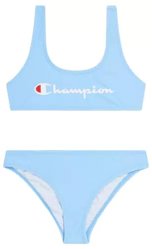 Costume da Bagno Champion Legacy Icons Swimwear per Bambine e Ragazze, Modello W - Nylon Elasticizzato con Logo a Contrasto.