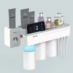 Portaspazzolino Cinnani con Dispenser Automatico di Dentifricio a Parete - Multifunzionale e Salvaspazio