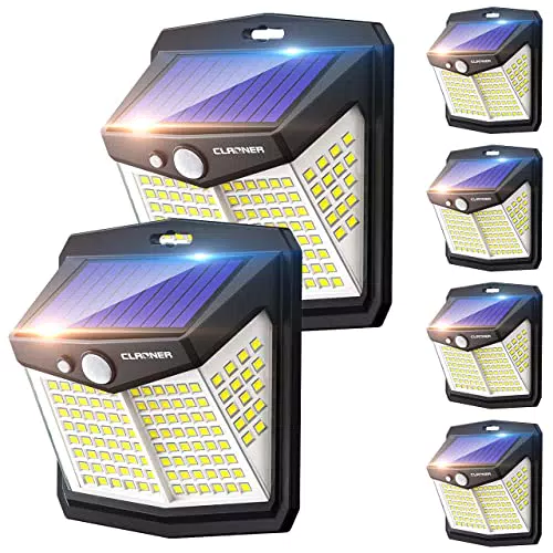 Claoner Faretti Solari LED da Esterno con Sensore di Movimento - Illuminazione a LED per Parete e Giardino