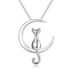 Collana Argento Sterling 925 con Ciondolo Gatto sulla Luna - Gioielli Donna
