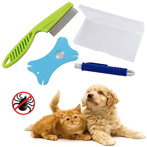 Set Rimozione Parassiti per Cani e Gatti - Pinzette, Pettine e Carta Specializzata