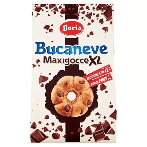 Doria - Bucaneve Maxigocce XL - Biscotti Ideali per la tua Colazione o Spuntino - Confezione da 300 gr