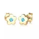 Elli - Orecchini Bambini Simbolo Fiore con Cristallo Rosa - Argento Sterlino 925