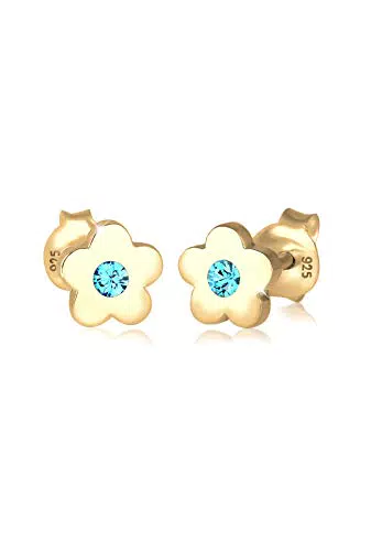 Elli - Orecchini Bambini Simbolo Fiore con Cristallo Rosa - Argento Sterlino 925