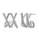 Orecchini Emibele con Design del Crossover Placcati in Oro 14K e Zirconia Cubica - Argento 925