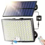 Faretto Led da Esterno Solare con Telecomando e 5 Modalità - Illuminazione Solare per Giardino e Garage
