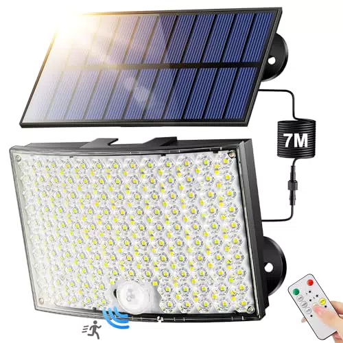 Faretto Led da Esterno Solare con Telecomando e 5 Modalità - Illuminazione Solare per Giardino e Garage