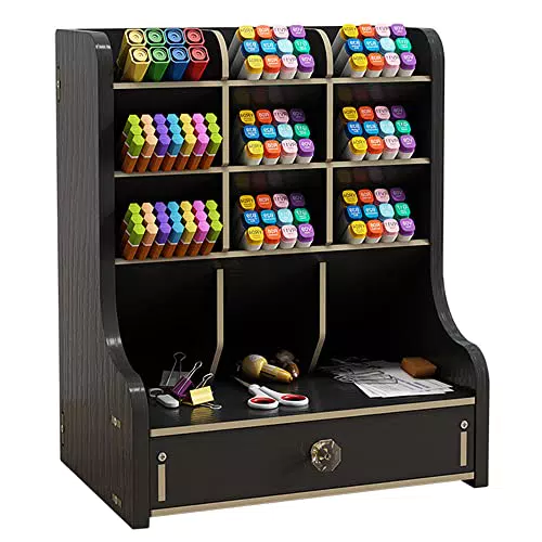 Organizer da scrivania in legno con cassetto - Ideale per ufficio, casa e scuola