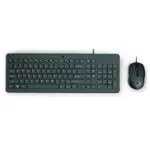 Tastiera e Mouse HP con cavo USB, Indicatore LED Blocco Maiuscole, 12 combinazioni di tasti, Plug and Play, Mouse ottico 1600 dpi, compatibile con Windows 11