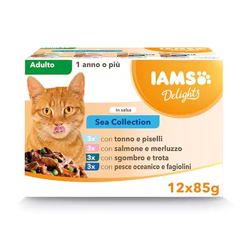 IAMS Delights Sea Collection Alimento umido per gatti adulti con gusti di pesce variati