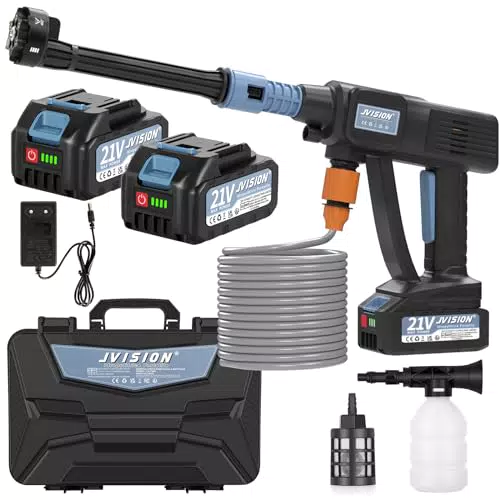 Idropulitrice Portatile a Batteria con Ugello 6 in 1 - 21V Senza Fili ad Alta Pressione