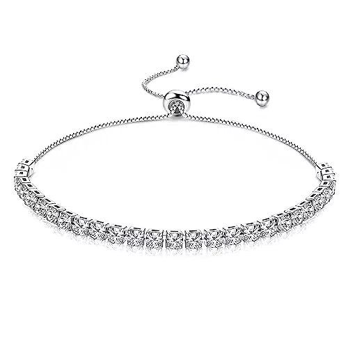 Bracciale Tennis Argento JeweBella Regolabile con Zirconi Sparkle