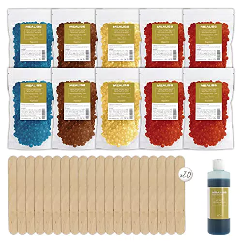 Mealiss Kit Ceretta Brasiliana con Cera Depilatoria e Accessori in Legno d'Arancio