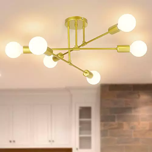 Plafoniera Industriale Sputnik Vintage 6 Luci Diametro 50 cm - Lampadario da Soffitto per Camera da Letto e Cucina