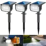 LOTMOS Faretti Solari da Esterno con 72 LED - Luce per Cortile e Giardino