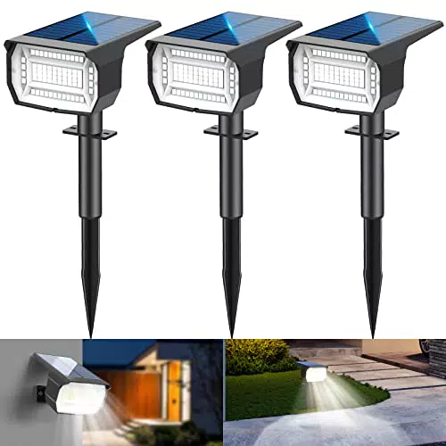 LOTMOS Faretti Solari da Esterno con 72 LED - Luce per Cortile e Giardino