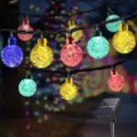 LQWELL Catena di Luci Solari da Giardino a Energia Solare con Sfere di Cristallo - 60 LED, 13m, 8 Modalità IP65