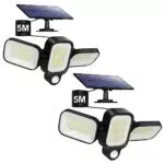 Faretto LED Solare da Esterno con Sensore di Movimento e 3 Teste Regolabili