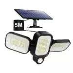 Faretto Led Solare Esterno con Sensore di Movimento e 3 Teste Regolabili - IP65 Impermeabile