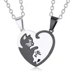 Collana con ciondolo a forma di gatto in argento nero - Confezione da 2