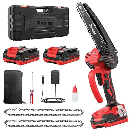 Motosega Elettrica Brushless Bamse 8 Pollici con Batterie e Catene - Velocità 10m/s - per Rami, Cortile e Giardino