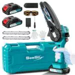 Seesii Mini Motosega a Batteria Portatile da 6 Pollici con 2 Batterie - Motosega Elettrica per Giardinaggio