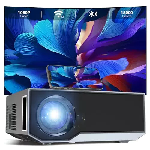 Mini Proiettore Full HD 1080P con 5G WiFi e Bluetooth - Portatile per iOS/Android/HDMI