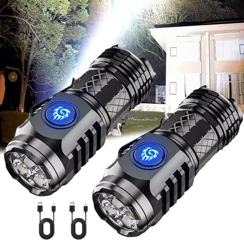 Mini Torcia Monster a Tre Occhi LED Ricaricabile - 5 Modalità di Luce - Portata 500 Metri - Nero