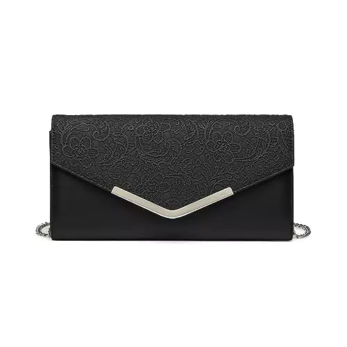 Miss Lulu Pochette da Donna in Pizzo Floreale con Tracolla a Catena