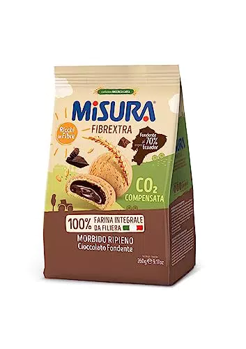 Misura Biscotti Integrali Ripieni di Cioccolato Fondente Fibrextra