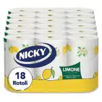 Nicky Limone Carta Cucina | Confezione da 18 Rotoli | Grande Assorbenza e Resistenza