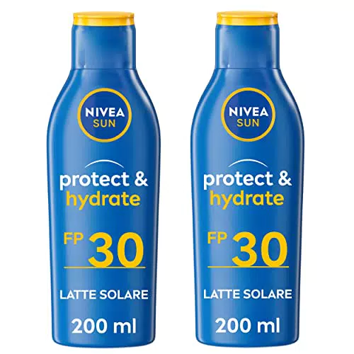 NIVEA SUN Latte Solare Protect & Hydrate FP 30, Crema solare idratante con protezione solare resistente all'acqua