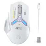 NPHIC Mouse Gaming Wireless Tri-Mode 2,4G/Type-C/Bluetooth, 10k DPI, Programmabile, RGB, Ricaricabile - Grigio