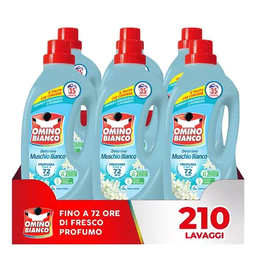 Omino Bianco Detersivo Liquido per Lavatrice con Fresco Profumo di Muschio Bianco