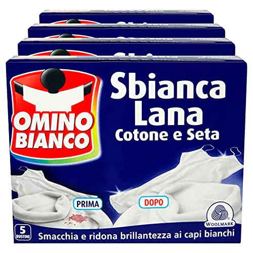 Omino Bianco Sbianca Lana in Polvere con Formula Sbiancante - Confezione da 5 Buste