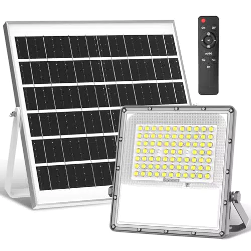 Lampade Solari OUSFOT da Esterno con Telecomando e 72 LED IP65 - Faretto Solare Impermeabile