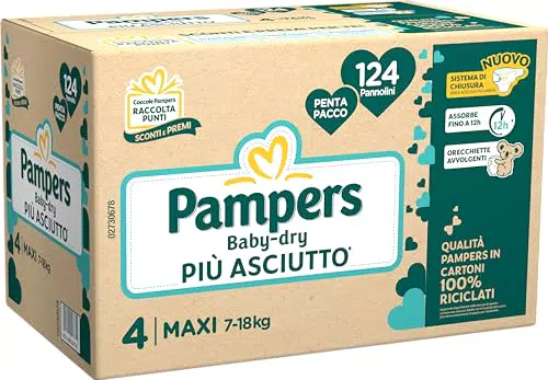 Pampers Baby Dry Maxi Taglia 4 - Confezione da 124 Pannolini
