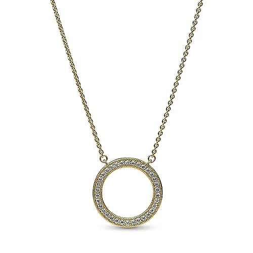 Collana PANDORA Signature con Cuori Placcata Oro 14k e Zirconi Cubici Transparenti