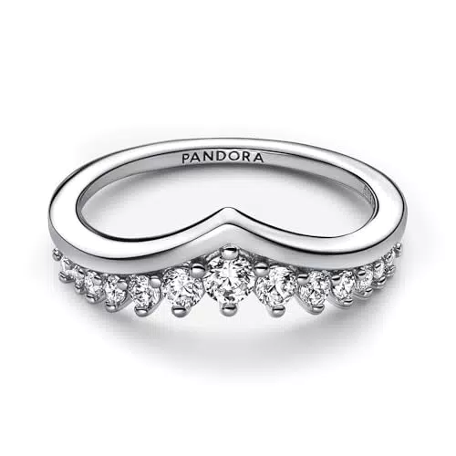 PANDORA Anello Wish con pavé fluttuante in argento Sterling con zirconia cubica trasparente