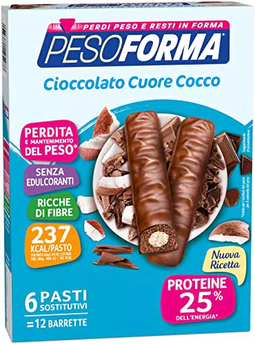 Pesoforma Barrette Cioccolato Cuore Cocco- Pasti sostitutivi dimagranti SOLO 237 Kcal