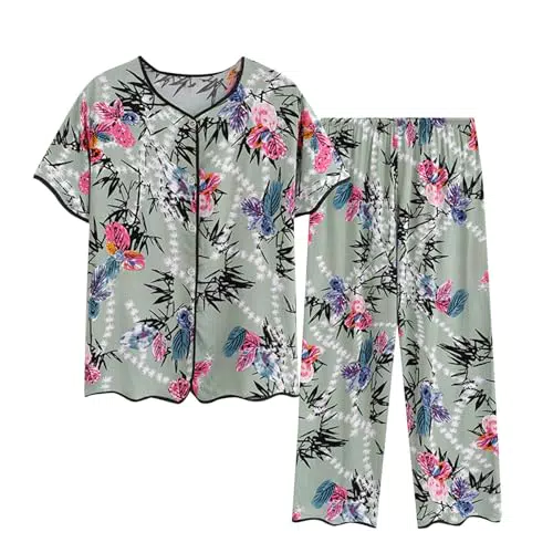 Pigiama Donna Cotone Leggero Lungo Estivo Taglia Grande Stampa Primaverile Moda Casual Comodo Estivi - [Brand]