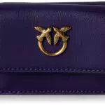 Pinko Portafoglio Micro in Vitello Morbido, Donna - Viola Uva