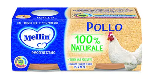 Mellin Pollo Naturale Omogeneizzato al 100% - Confezione da 24 vasetti