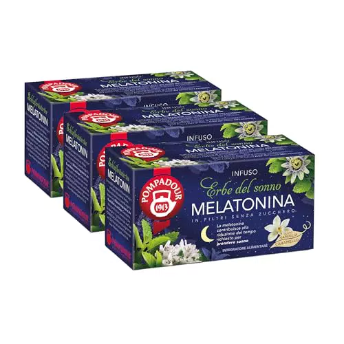 Pompadour Infuso Erbe del Sonno e Melatonina - Ideale per Favorire il Sonno