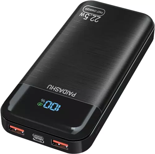 Power Bank con Ricarica Rapida 27.000mAh PD3.0 QC4.0 USB C LCD Display 3 Uscite 2 Ingressi