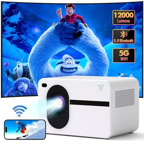 Proiettore WiFi 5G e Bluetooth Full HD 1080P - Compatibile con iPhone/Android/HDMI/USB/PS5/TV Stick