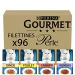 Purina Gourmet Perle Filettini in Salsa per Gatti - Assortimento Carni, 96 buste