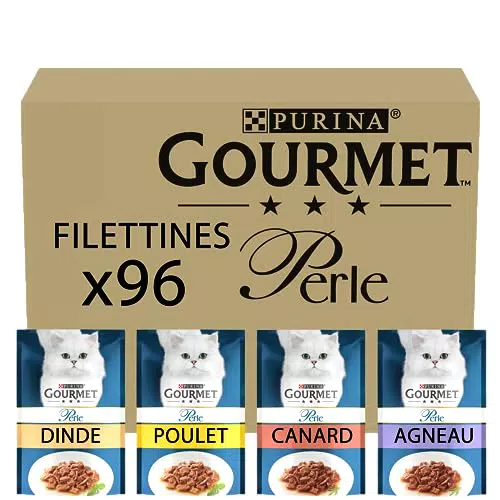 Purina Gourmet Perle Filettini in Salsa per Gatti - Assortimento Carni, 96 buste